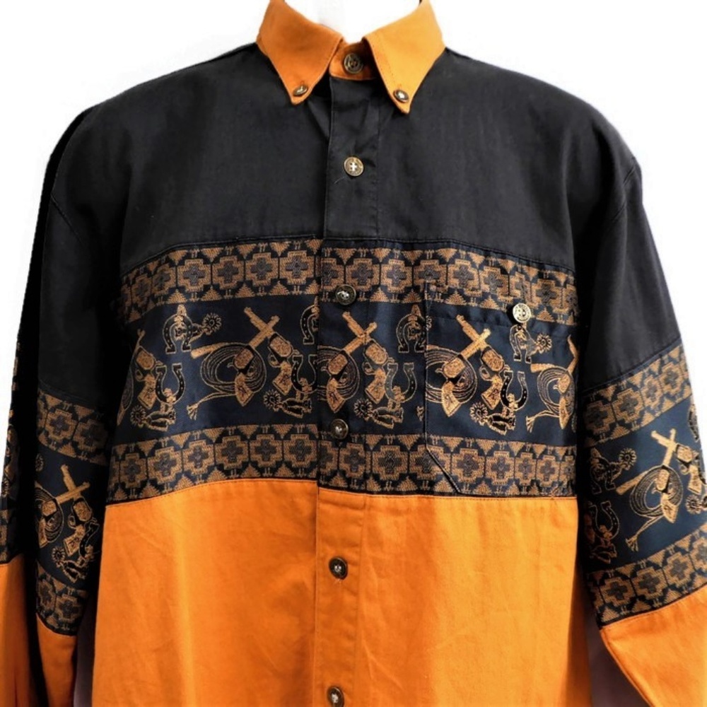 Rodeo Cowboy Western Shirt Guns Spurs Lasso